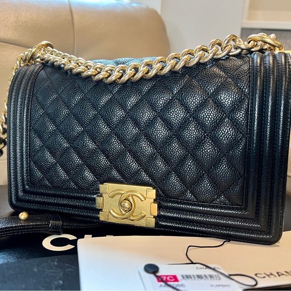 CHANEL Bags Chanel Old Medium Boy Bag Caviar With Gold Hardware Poshmark